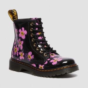 Dr. Martens Patent Pansy Pink and Black Boots
